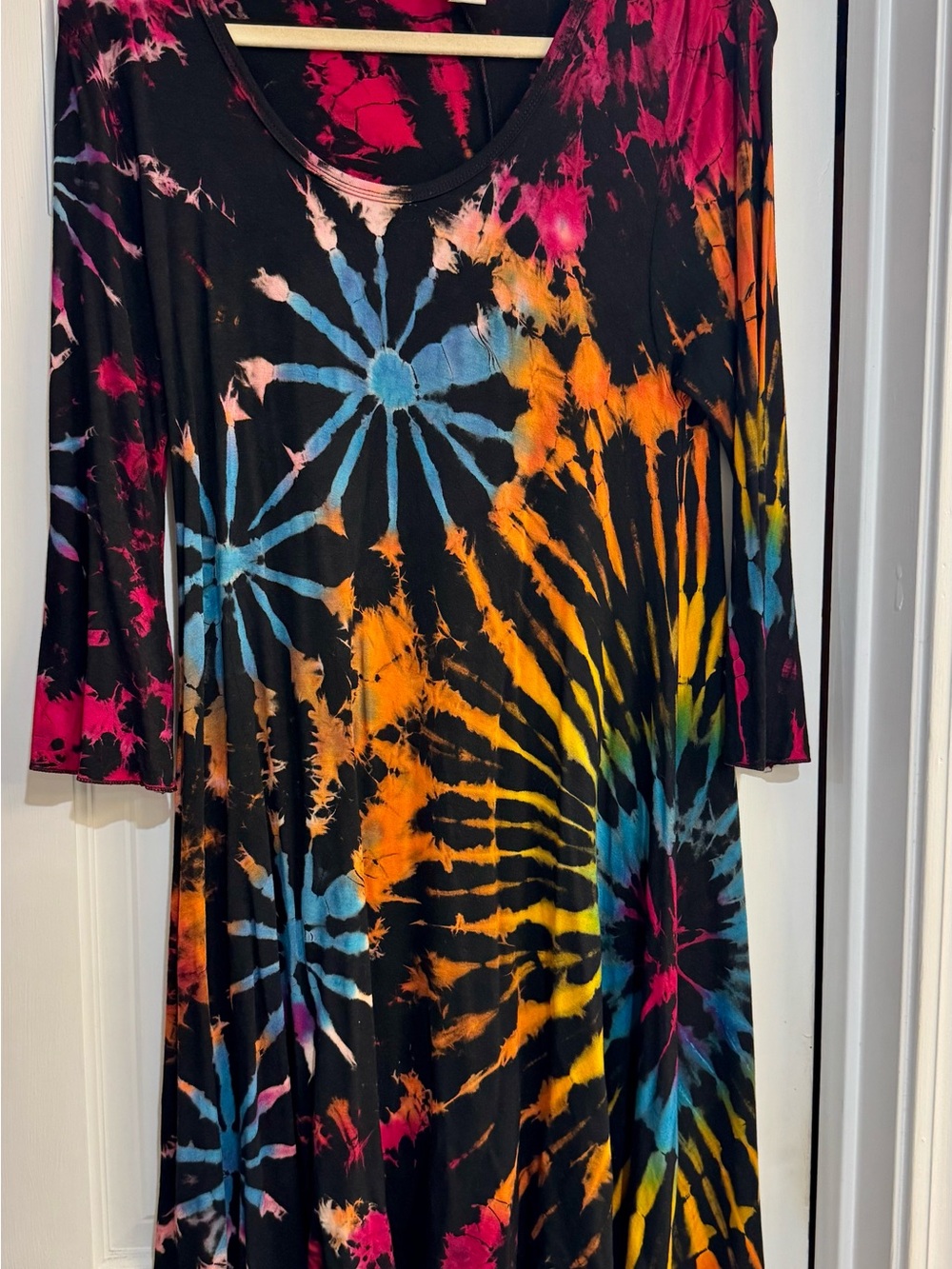 Tie-Dye Midi Dress in Multicolor - Casual Women's Midi